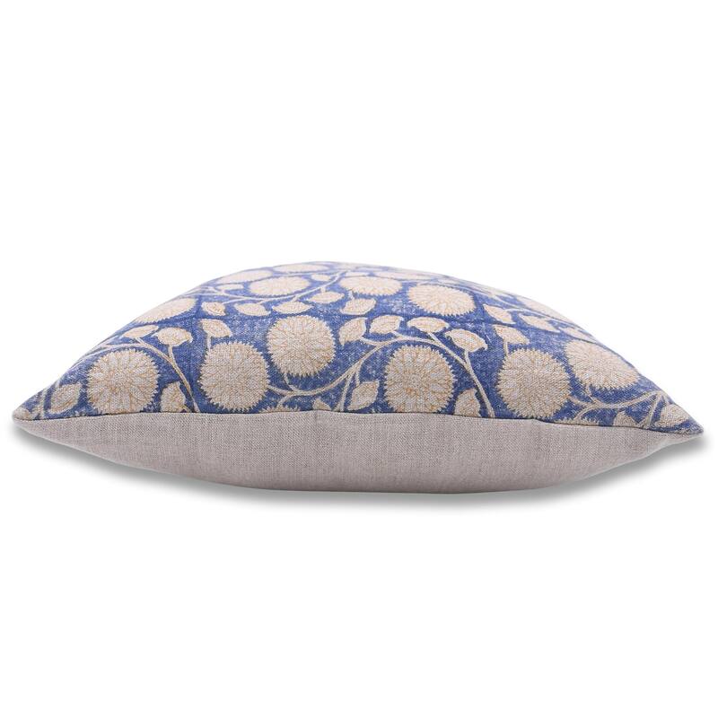 Fabdivine Rustic Home Floral Pillow Cover Blue Thick Linen for Sofa Accent Farmhouse Decorative Cushioncase, Sudarshan Jaal