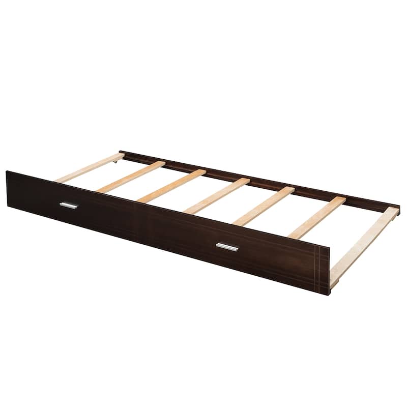 Wood Twin Over Twin Bunk Bed with Trundle and Staircase