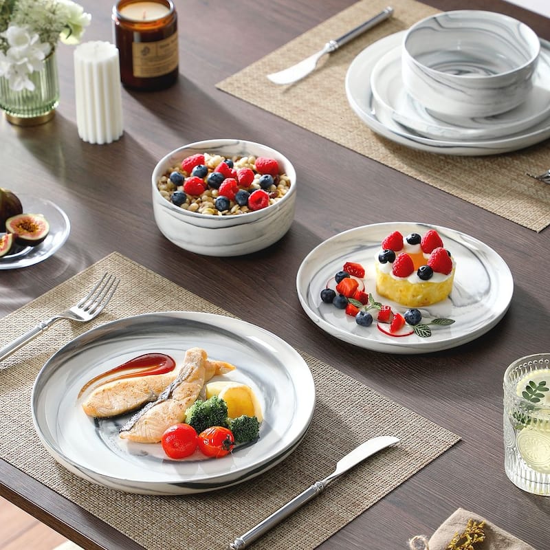 MALACASA LUNA 18-Piece Porcelain Dinnerware Set (Service for 6)