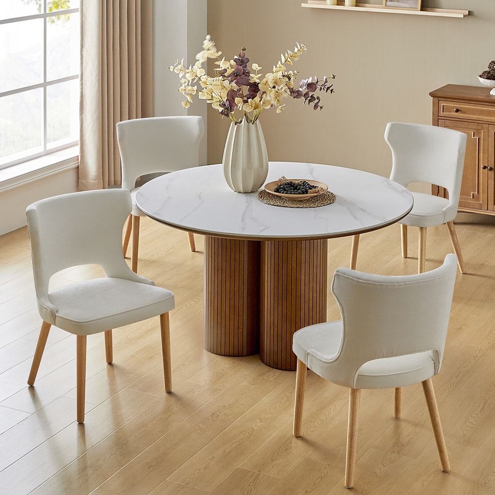 Rita Mid-century Modern Dining Chair with Solid Wood Legs Set of 4 by HULALA HOME