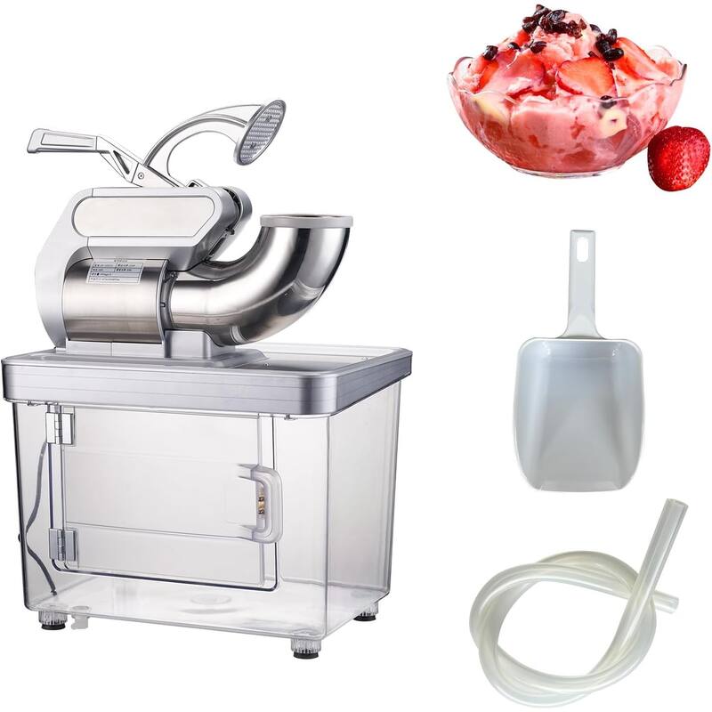 661LBS/H Commercial Ice Crusher, Electric Snow Cone Machine with 4 Blades, Stainless Steel Shaved Ice Machine - silver 350w