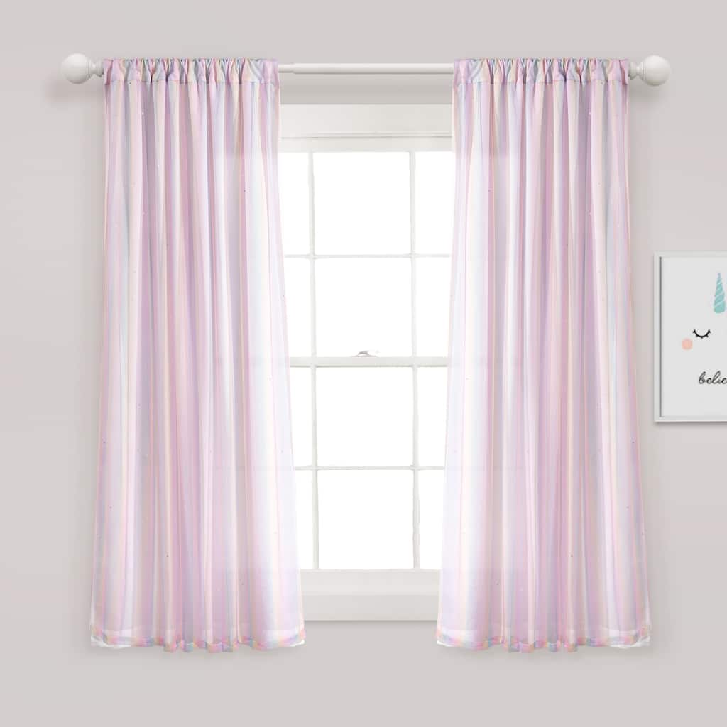Lush Decor Rainbow Sheer Rod Pocket With Lining Window Curtain Panel Single