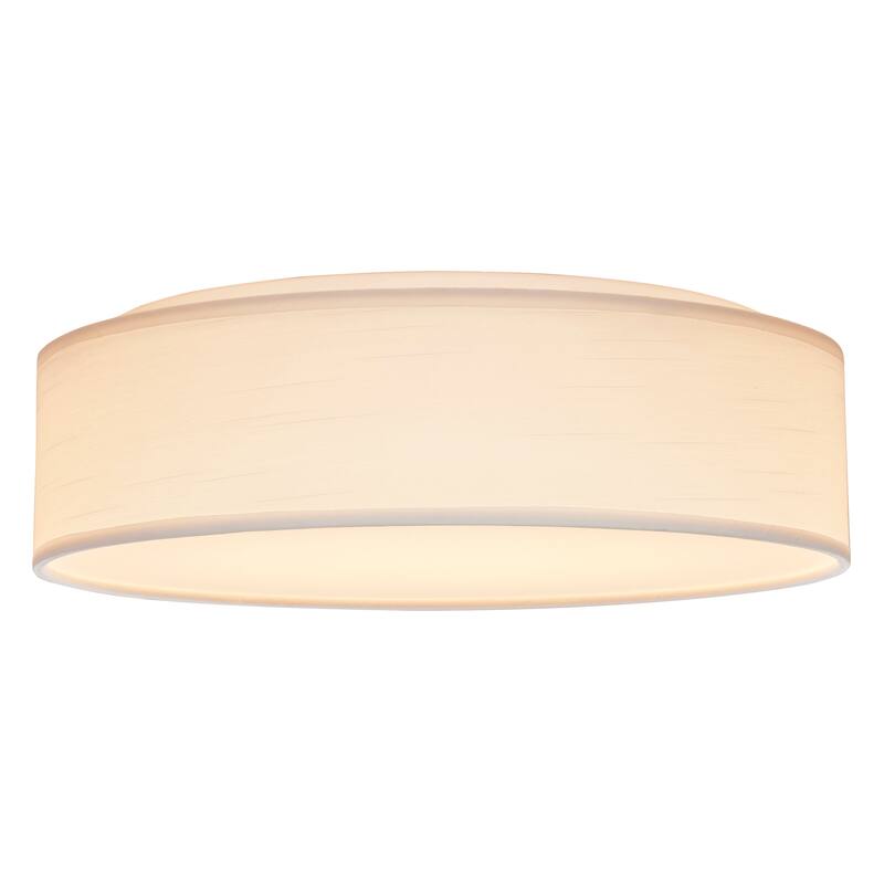 15 inch CCT Selectable Fabric Drum LED Decor Flush Mount Fixture White Fabric Shade Acrylic Diffuser - White Fabric