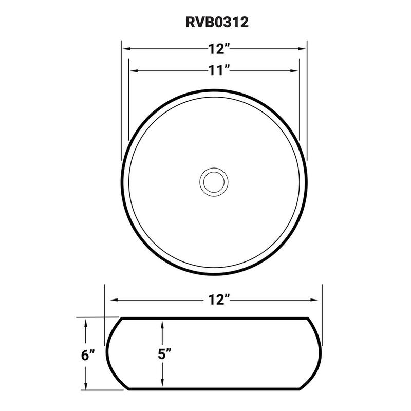 Ruvati 12 inch Bathroom Vessel Sink Round White Circular Above Counter Porcelain Ceramic - RVB0312