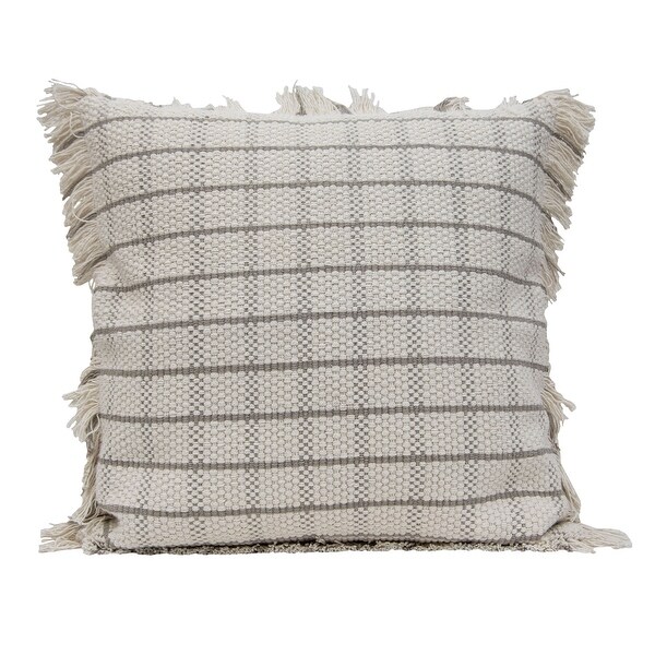 Foreside Home Garden Plaid Gray 24x24 Woven Pillow w Poly Fill