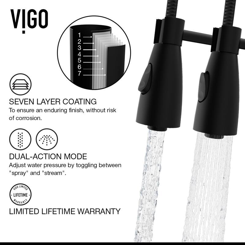 VIGO Brant 19" H Single Handle Pull-Down Sprayer Kitchen Faucet