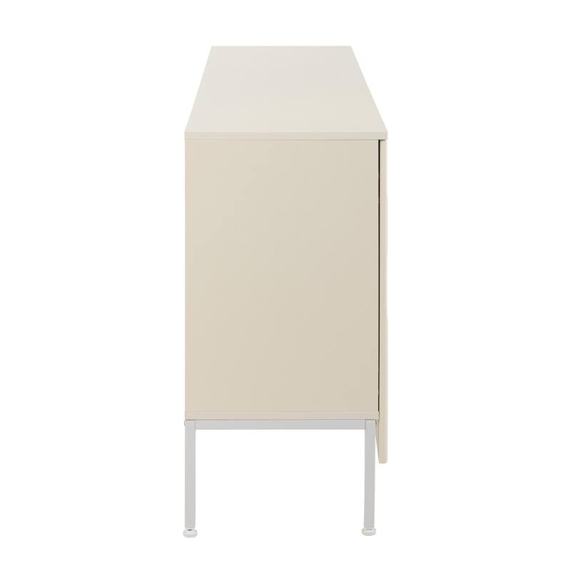 Modern Cupboard Sideboard with 4 Arched Groove Door, Storage Cabinet with Metal Legs and Adjustable Shelves for Living Room