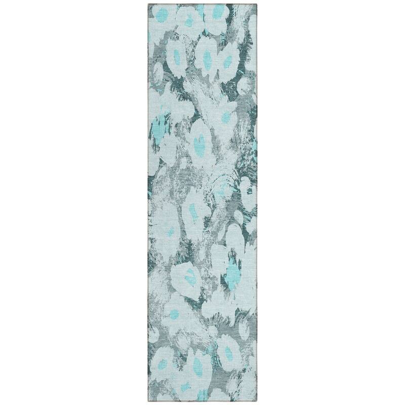 Machine Washable Indoor/ Outdoor Modern Daisy Chantille Rug