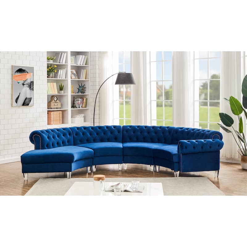 Mousseau 138.6" Velvet Symmetrical Modular Sectional