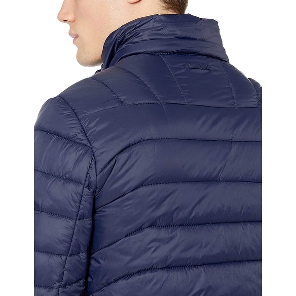 navy quilted puffer jacket