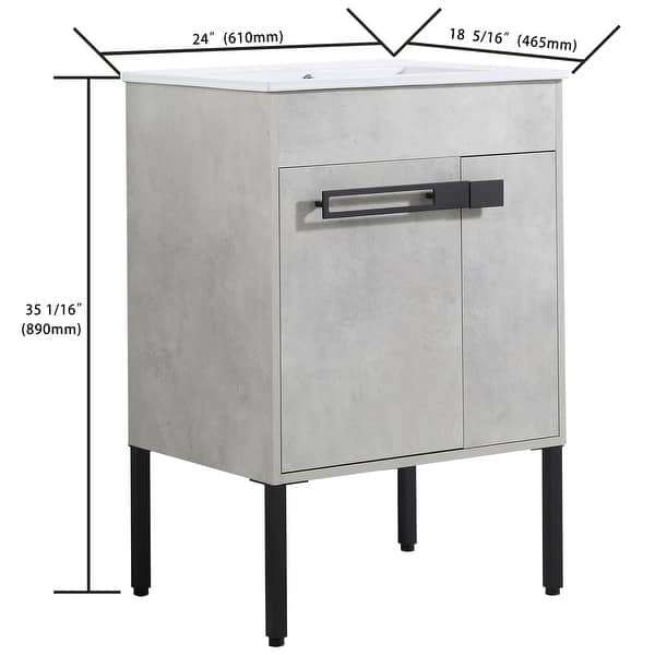 dimension image slide 1 of 6, Bathroom Vanity With Sink In 24/30/36 Inch, Floating Bathroom Vanity or Freestanding Vanity With Soft Close Door