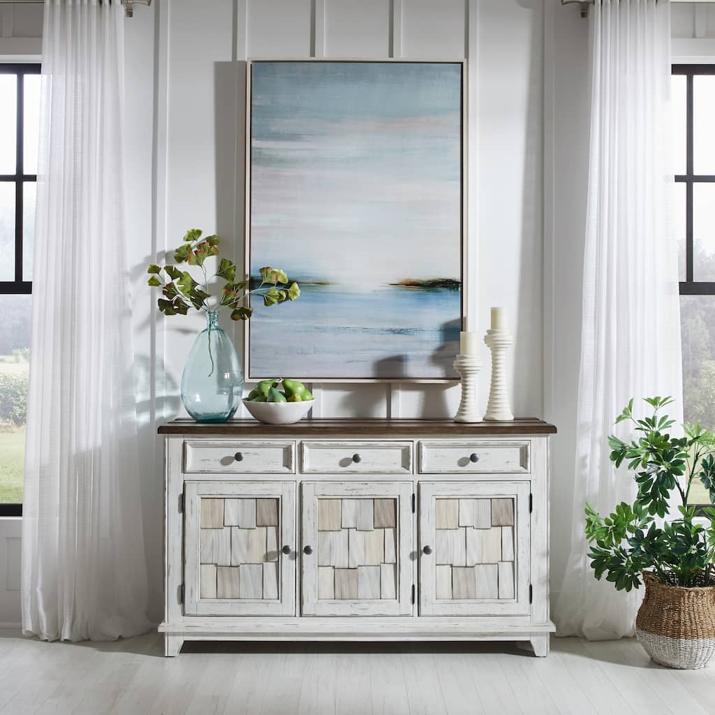 River Place Riverstone White & Tobacco Accent Server