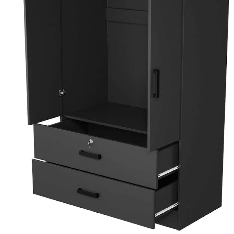 ​Bedroom Storage Cabinet - Wooden Wardrobe with Drawers