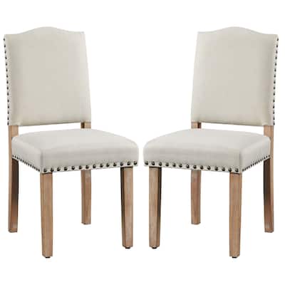 Yaheetech 2PCS Dining Chairs Upholstered Kitchen Chairs with Nailhead Trim - 18″ L × 22.5″ W × 36.5″ H