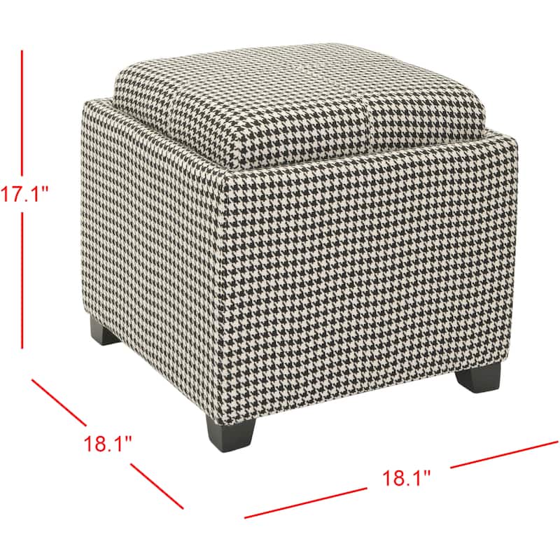 SAFAVIEH Lesia Storage Brown Leather Tray Ottoman