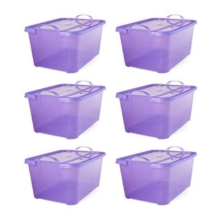 Life Story Purple Stackable Closet & Storage Box 55 Quart Containers (6 Pack) - 5