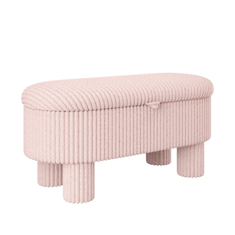 Modern Storage Ottoman Corduroy Upholstered Bench Bedroom Storage Seat Entryway Shoe Bench for Living Room, Bedroom and Entryway