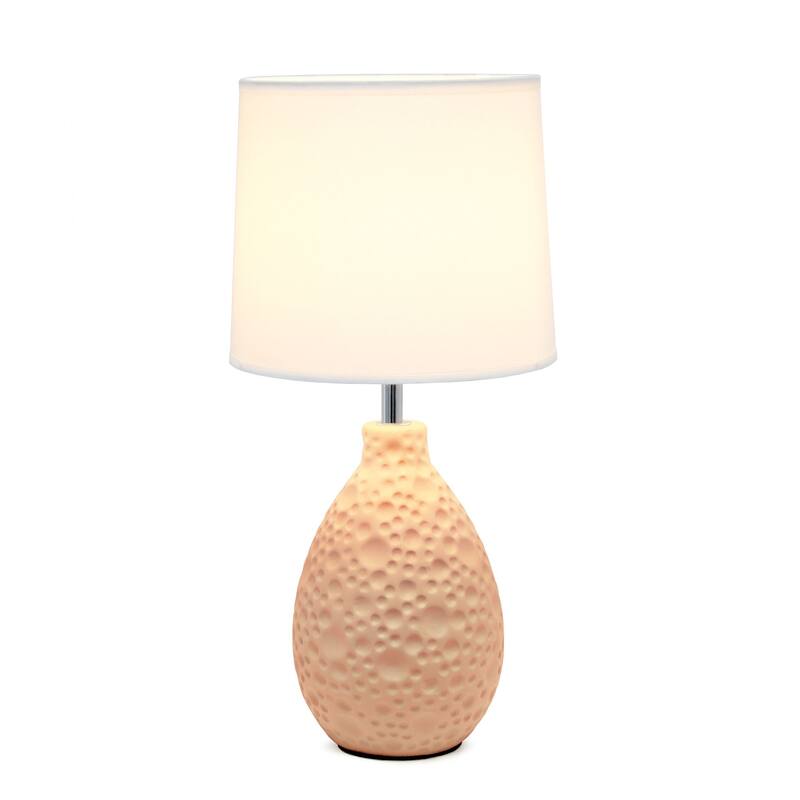 Textured Thumbprint Tear Drop Ceramic Table Lamp with Tapered Drum Shade - 14" - Pink and White
