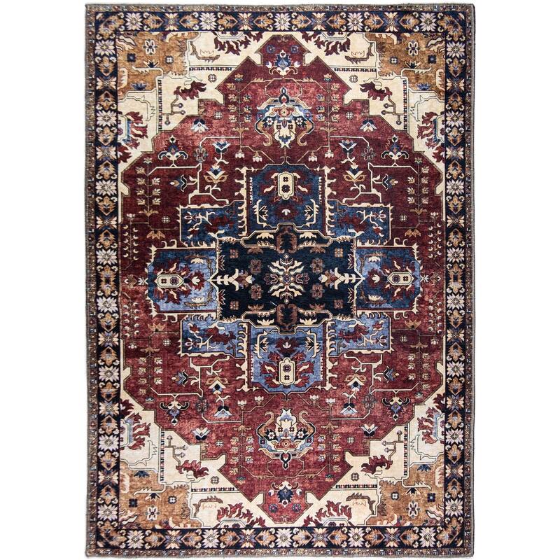 L'Baiet Monica Red Distressed Machine Washable Rug - 8' x 10'/Surplus