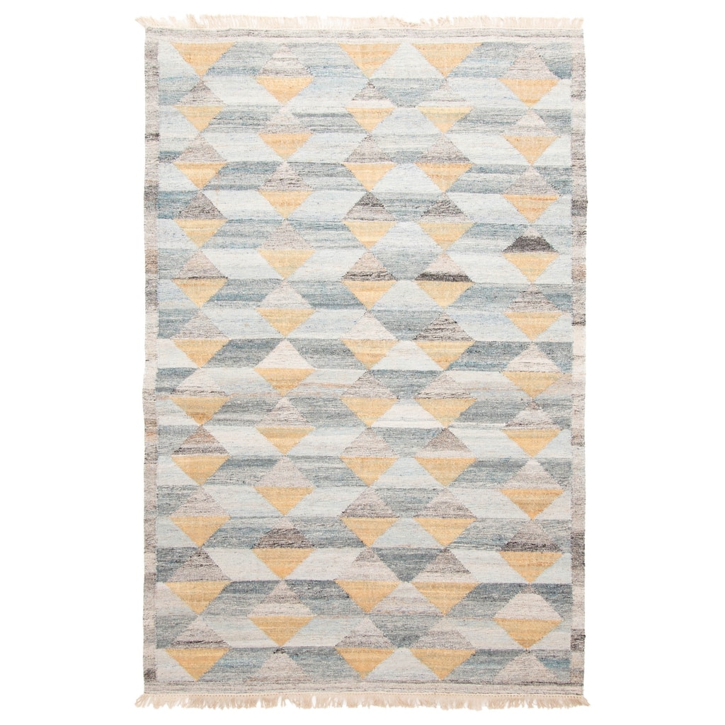 ECARPETGALLERY Flat-Weave Ankara FW Light Grey Wool Kilim - 5'0 x 7'10