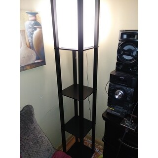 Shop Adesso Titan Black Tall Shelf Floor Lamp 72 inch ...