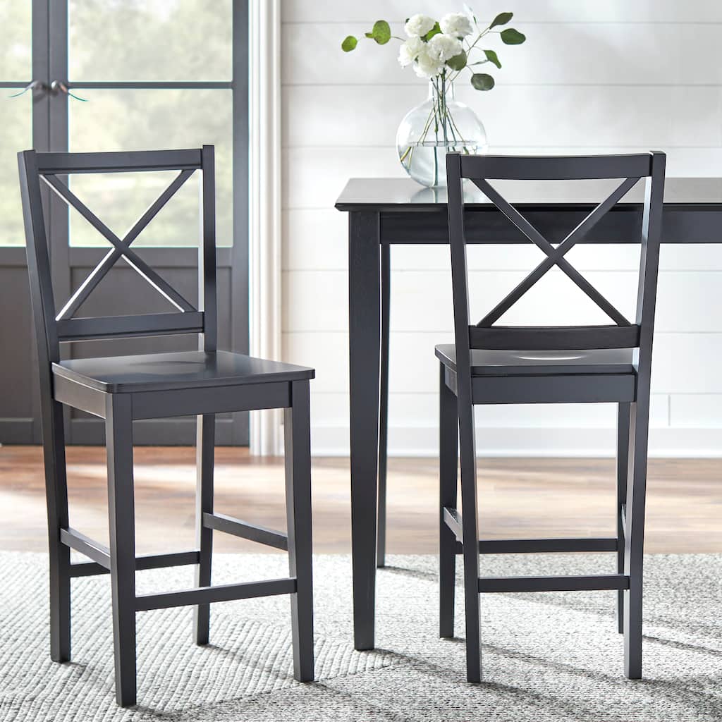 Simple Living Virginia Cross back 30-inch Stool (Set of 2)