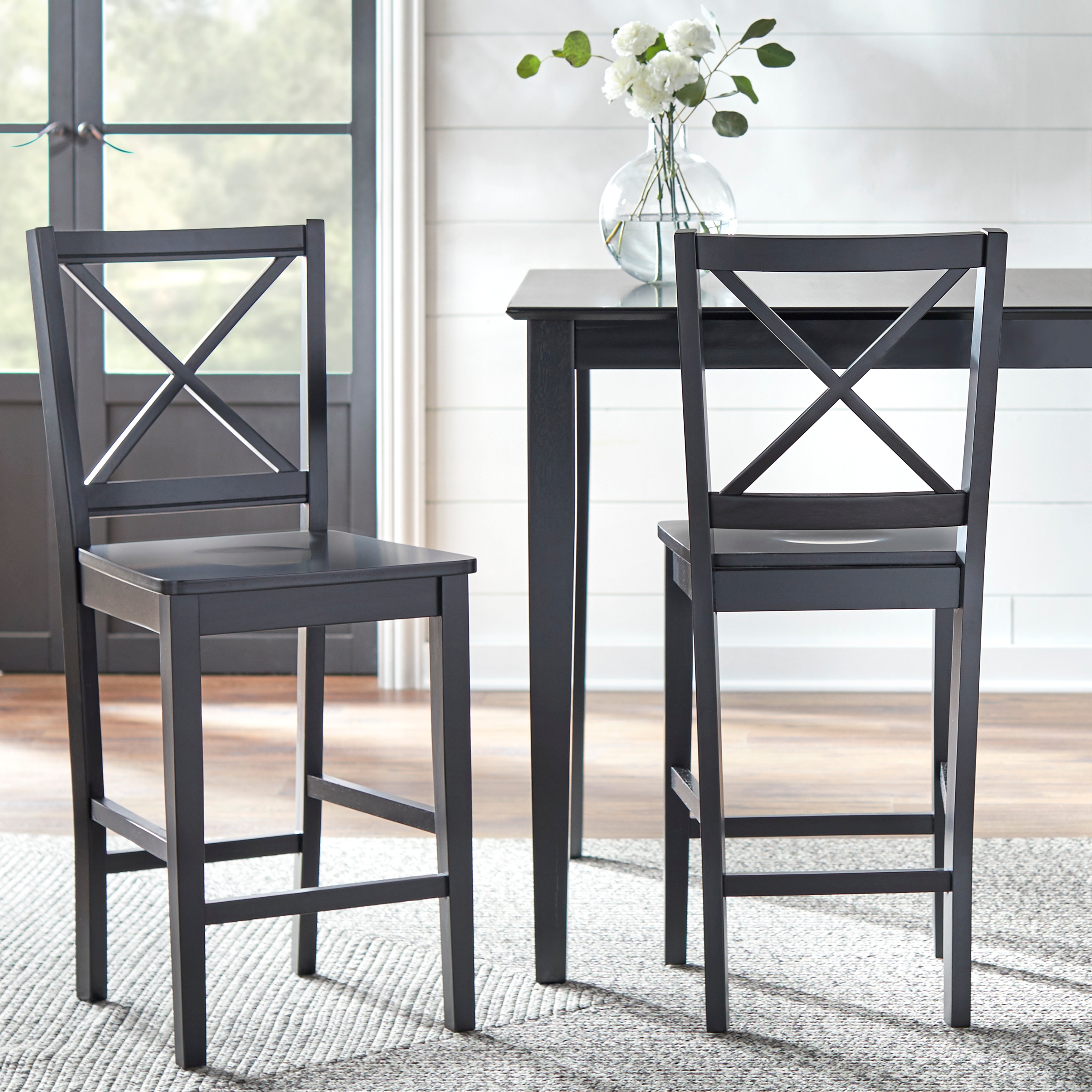 Simple Living Virginia Solid Wood Cross Back 30-inch Barstool (Set of 2)