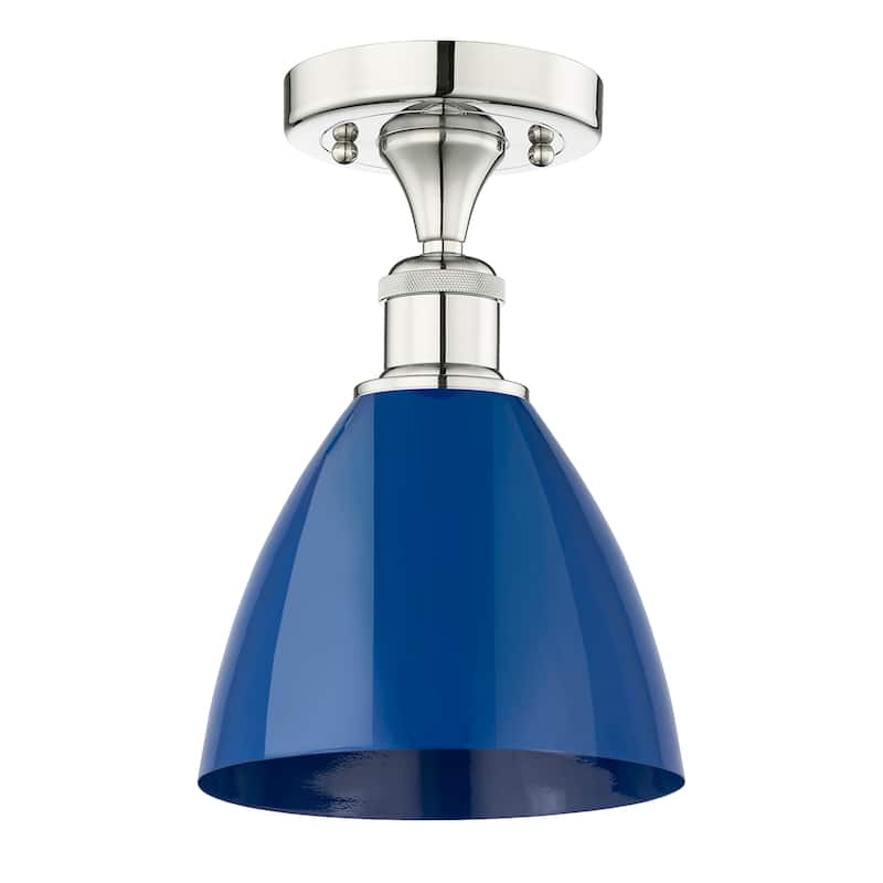 Innovations Lighting Edison Plymouth Dome - 1 Light 8" Semi-Flush Mount - Blue/Polished Nickel