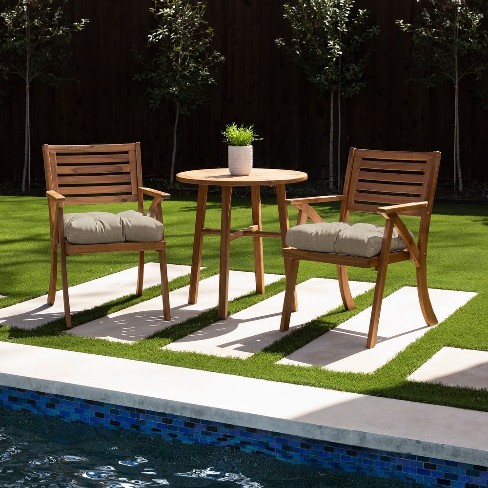 Sorra Home Sunbrella Tufted Chair Cushion Round U-Shaped Back 19 x 19 x 3" (Set of 2)