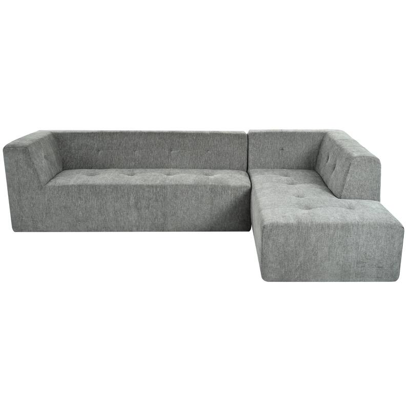 112.2" Chenille Modular L-Shaped Sofa Bed with Free Combination Design and No-Assembly Required