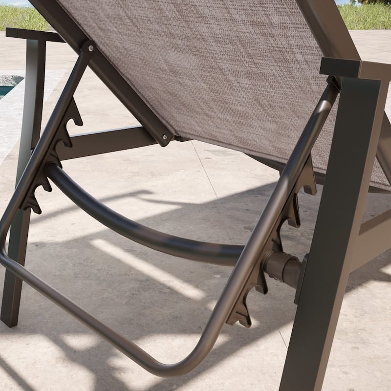 Outdoor Chaise Lounge Chair Reclining Sunlounger Set with Side Table - Set of 3