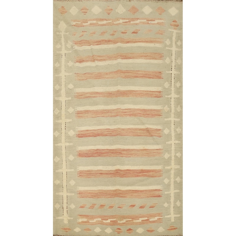 Hand Woven Oriental 100% Wool Carpet Southwestern Tribal Multi-Colored Kilim Area Rug - 5' 10'' X 3' 2''
