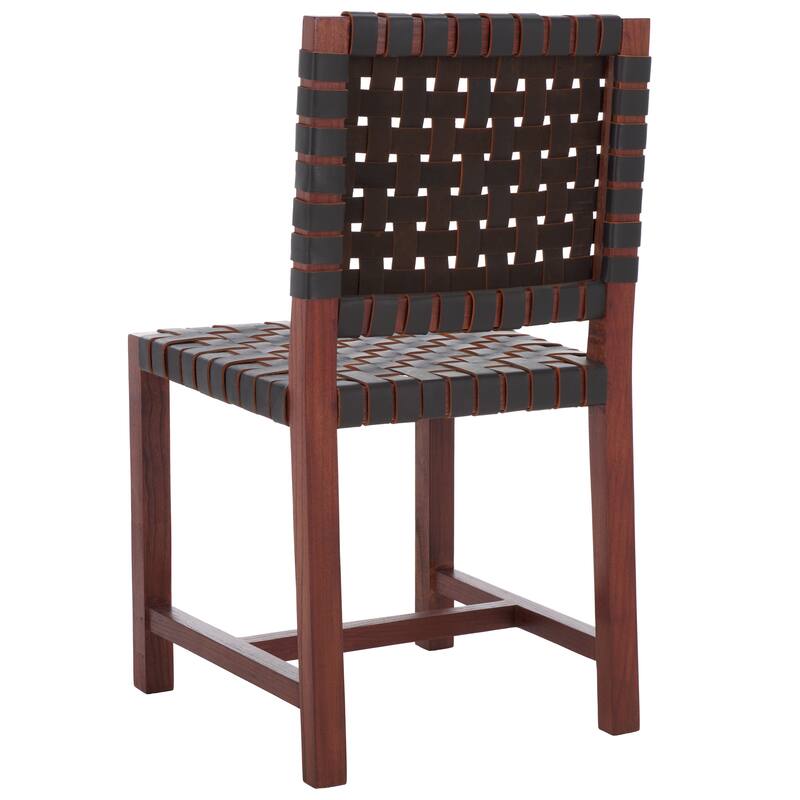 SAFAVIEH Arlene Solid Wood & Leather Dining Chair (Fully Assembled) - 18.3 In. W x 20.3 In. D x 33.7 In. H - 18Wx20Dx34H