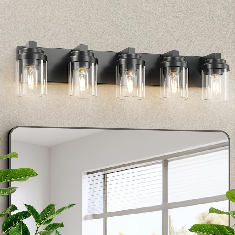 Modern 5-Light Vanity Light in Black - Black
