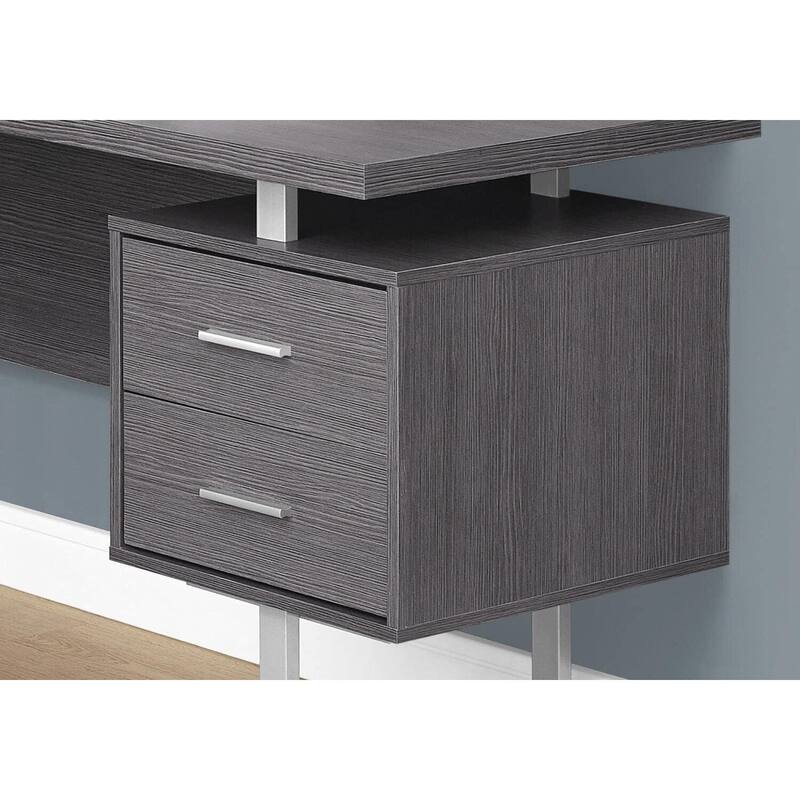 L Shaped Computer Desk with Storage - Modern Corner Desk, Home Office Workstation, Grey Finish, 70"