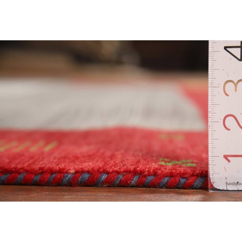 Striped Gabbeh Indian Rug Hand-Knotted Contemporary Wool Carpet - 6'5"x 9'8"