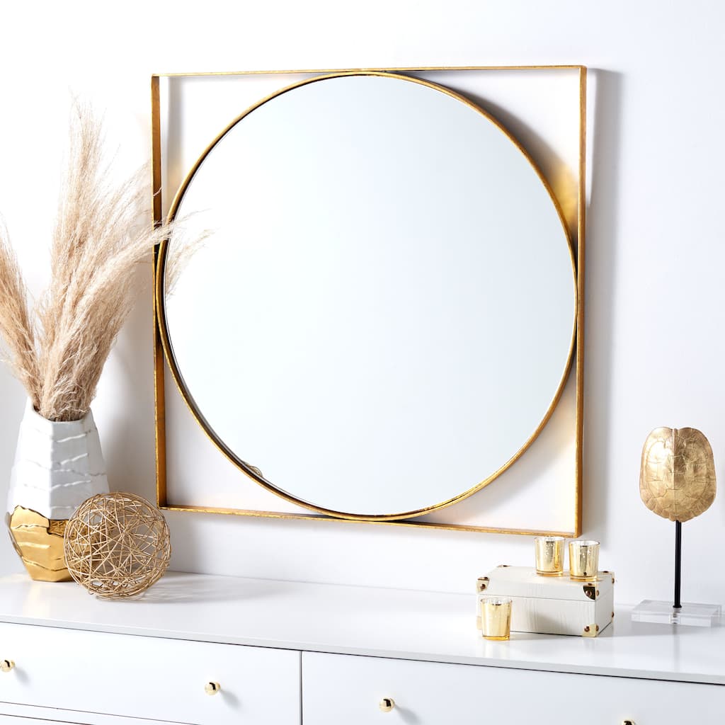 SAFAVIEH Kaylynn 32-inch Round Gold Mirror - 32" W x 1.5" D x 32" H - 32Wx2Dx32H