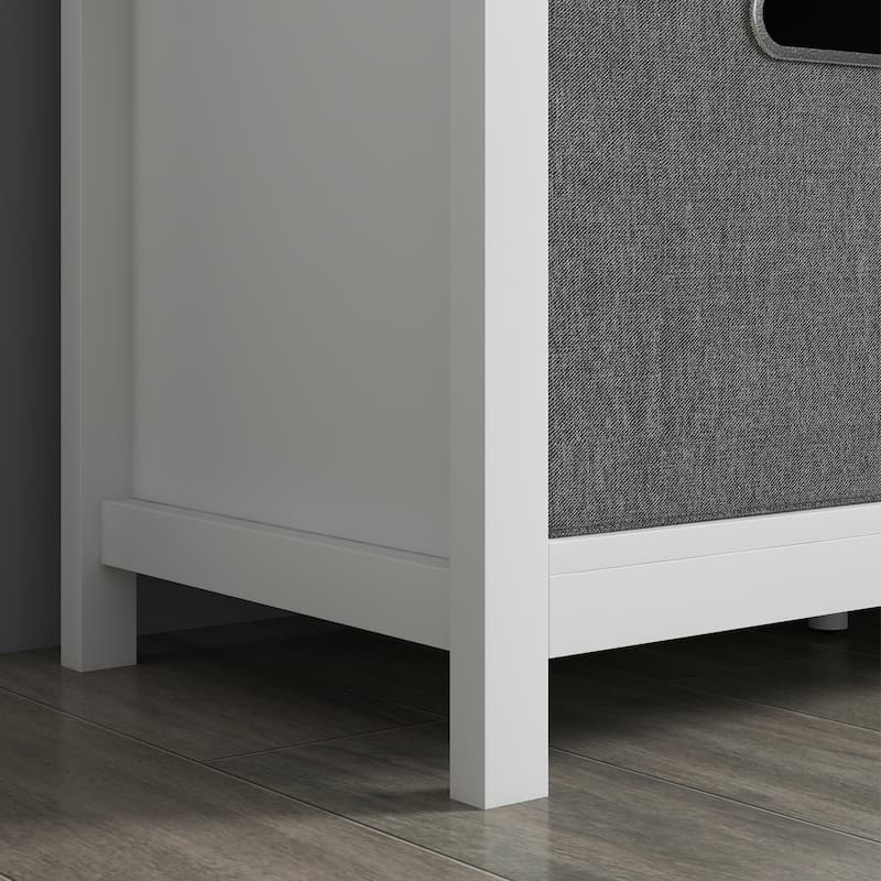 HOMCOM White Shoe Storage Bench with Padded Seat, 2 Drawers and Adjustable Shelf