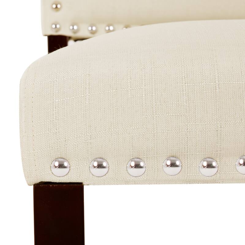 24 Inches Fabric Upholstered Counter Height Bar stools with Back and Silver Nailhead Trim Set of 2