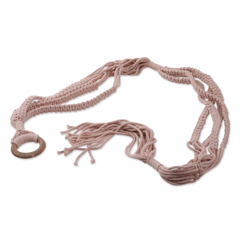 Novica Handmade Pink Element Cotton Hanging Planter