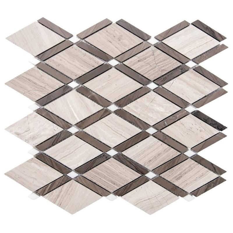 Santorini Diamante 13.75in x 13.88in Marble Backsplash Wall Tile - Athens Grey - 4 x 4 Sample