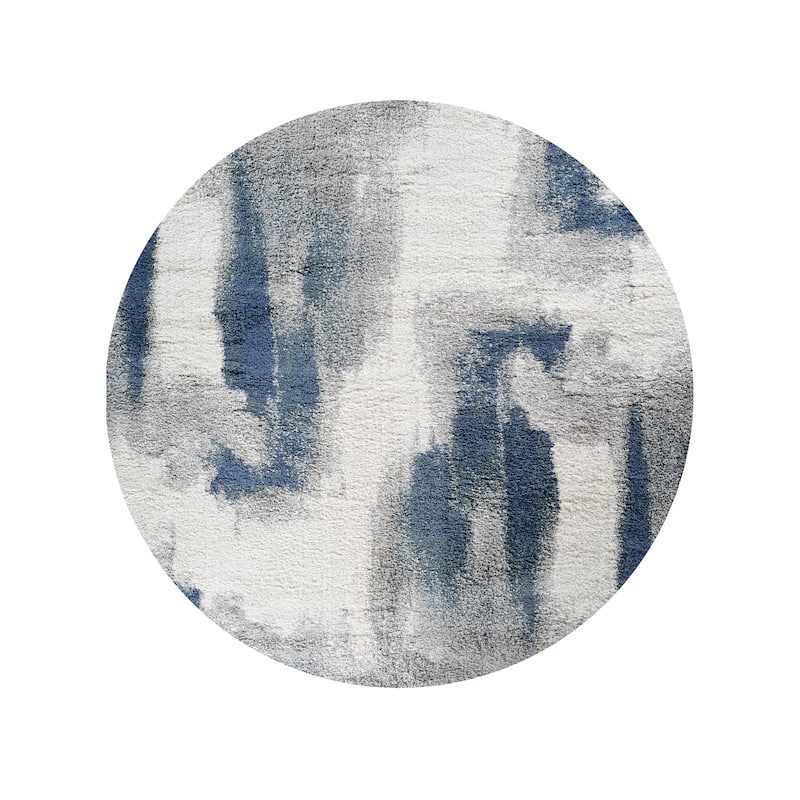 Noori Rug Lux Gordon Abstract Modern 2-inch Thick Shag Rug - 5'0" x 5'0" - Blue/Grey