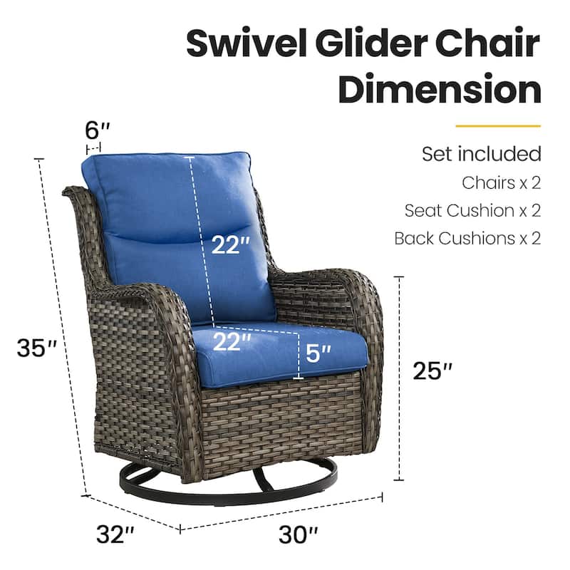 igh Back Outdoor Swivel Patio Wicker Chairs Set of 2