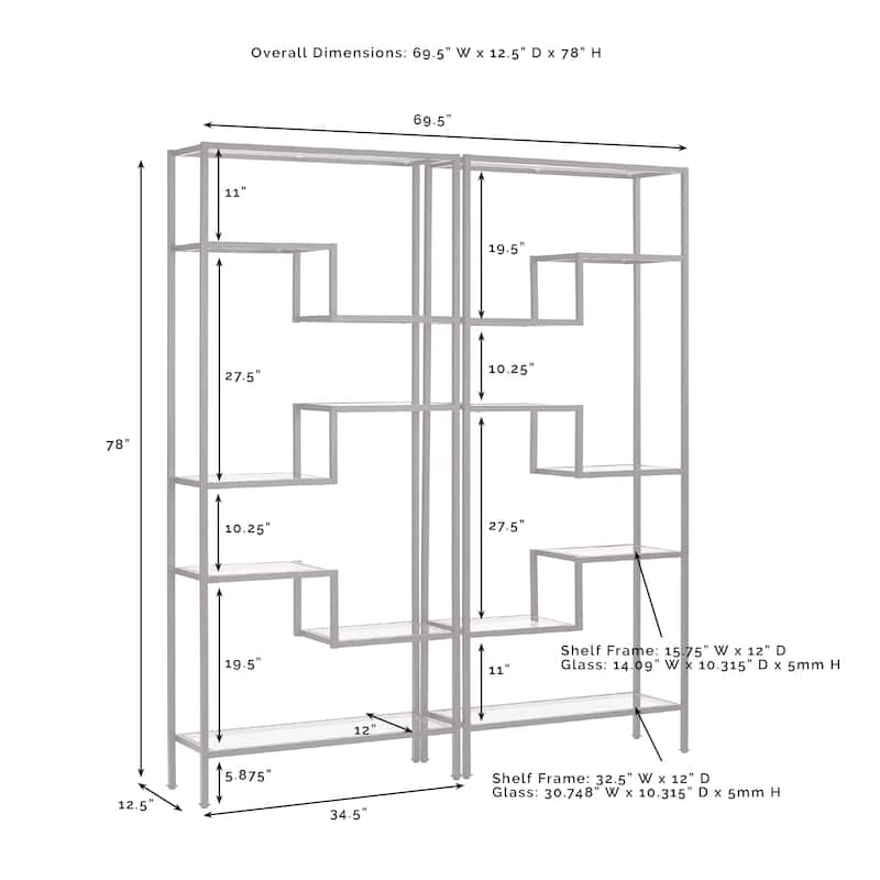 Crosley Sloane 2Pc Etagere Set - 12.5"x69.5"x78"