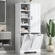 preview thumbnail 42 of 75, GDFStudio - Elijah Tall Bathroom Cabinet with Tilt-Out Laundry Hampers and Adjustable Shelves