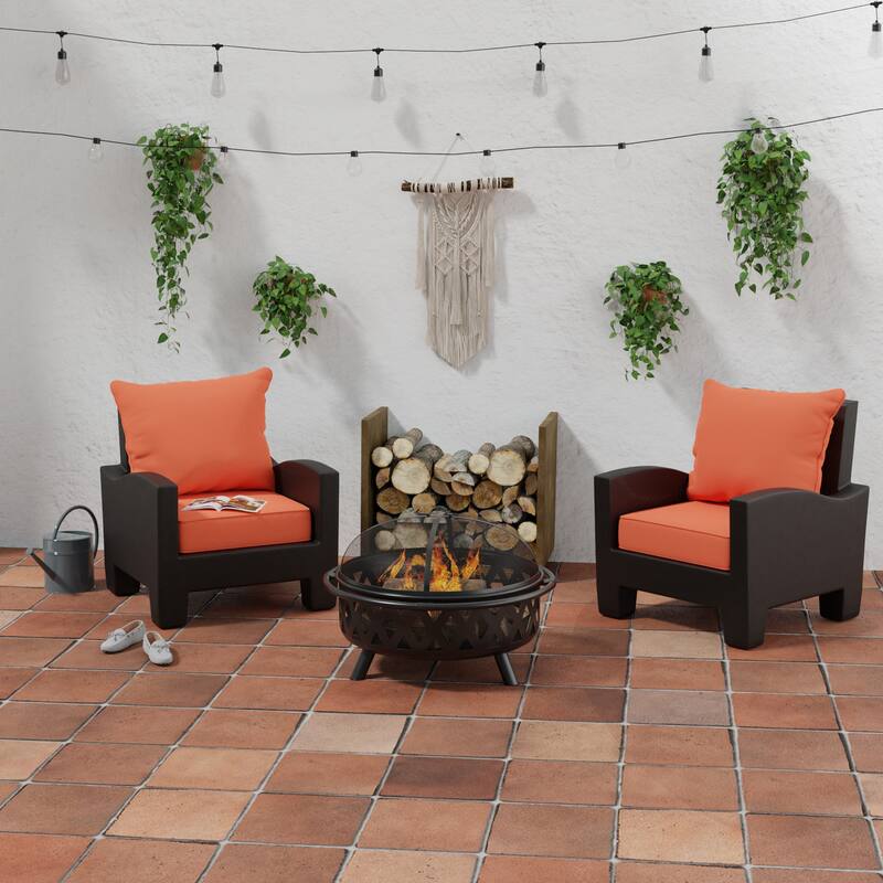 Sunbrella 24" x 47" Melon Solid Outdoor Deep Seat Cushion Set with Welt - 46.5'' L x 24'' W x 6'' H - Canvas Melon