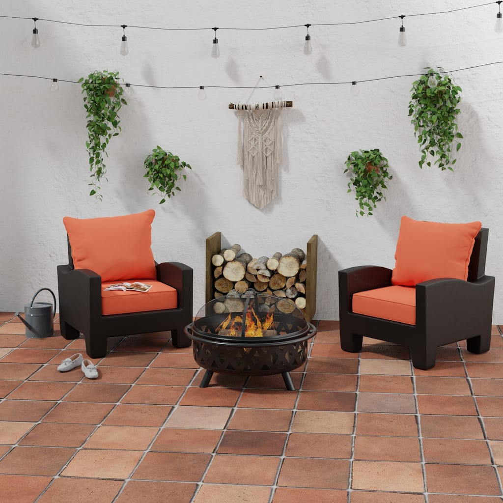 Sunbrella 24" x 47" Melon Solid Outdoor Deep Seat Cushion Set with Welt - 46.5'' L x 24'' W x 6'' H