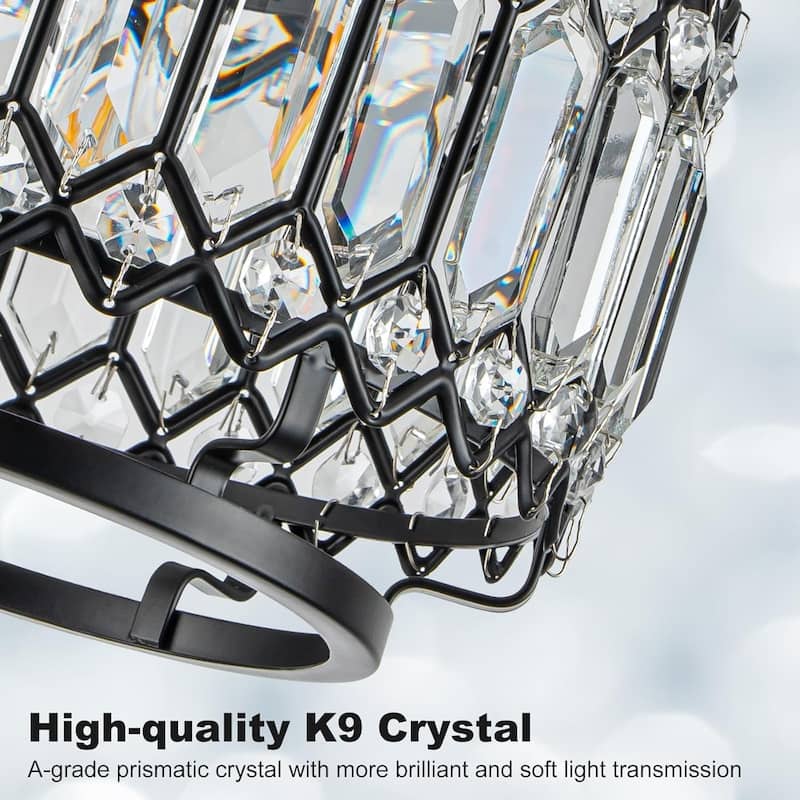 Led chandelier light black+clear entryway light glass, metal ceiling light