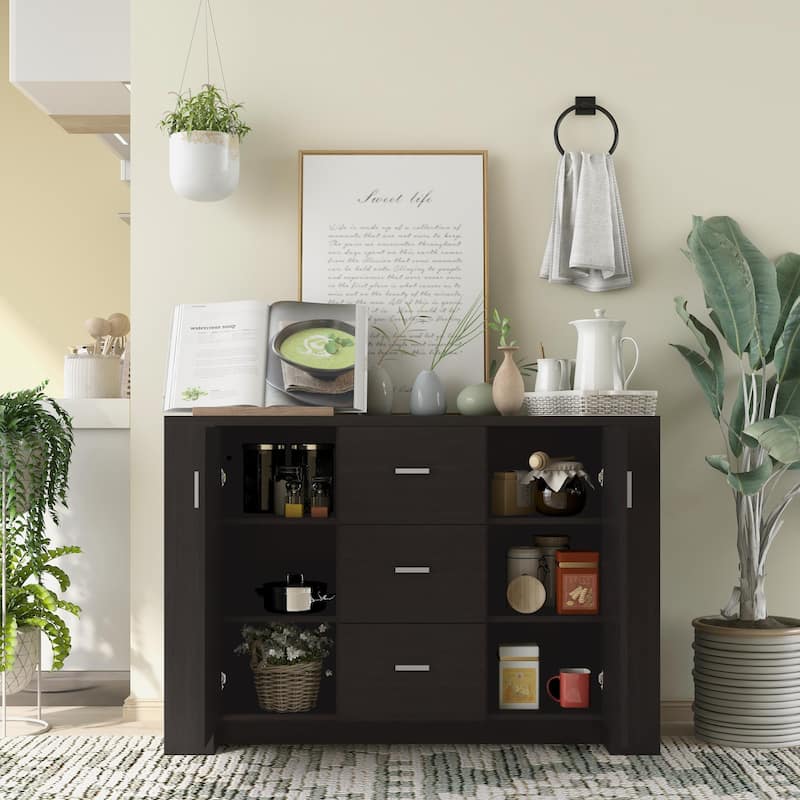 Furniture of America Clayton Modern Cappuccino 12-shelf Dining Buffet