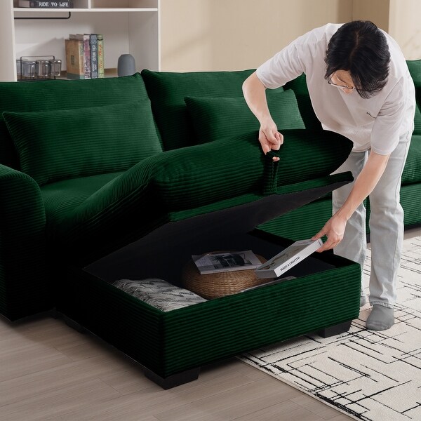 商品画像：Amazon.com: ONEVOG Green Velvet Ottoman, Tufted Modern Foot 4